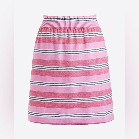 J. Crew Mixed-stripe linen-cotton sidewalk mini skirt - Picture 1 of 8